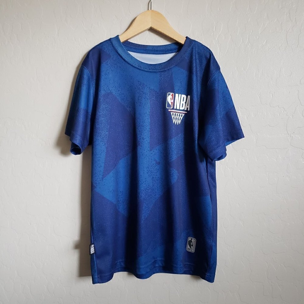 NBA Kid's Short Sleeve Crew Neck Basketball Tee T-Shirt Blue Size Medium 10-12
